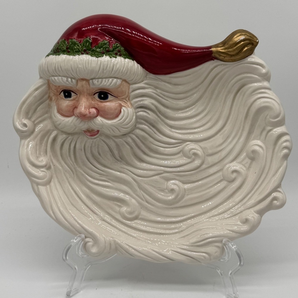 Vintage 1994 Omnibus Fitz and Floyd Santa Claus Canape Plate Christmas Dish Vtg